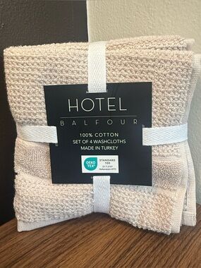 Hotel Balfour 100% Turkish Cotton Washcloths - Set of 4 in Beige